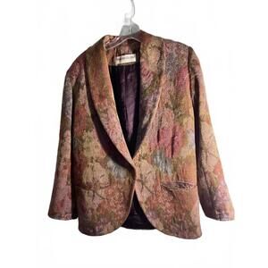 Vintage  Mary Ann Restivo Floral Tapestry Patterned Blazer Jacket  Size Large
